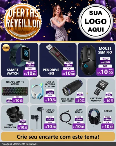 Modelo de Rede Social para Feed Instagram com o tema Ofertas de Réveillon para Informática