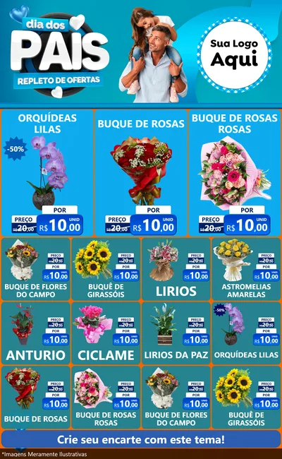 Modelo de Encarte para Encarte Grande com o tema Dia Dos Pais Repleto de Ofertas para Floricultura e jardim