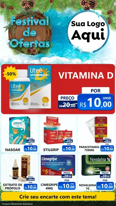 Modelo de Rede Social para Stories com o tema Festival de Ofertas - Inverno para Farmácia