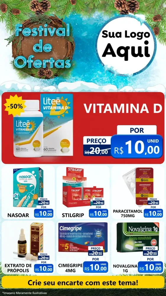 Modelo de Rede Social para Stories com o tema Festival de Ofertas - Inverno para Farmácia