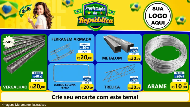 Modelo de TV para TV Horizontal com o tema Proclamação da República para Ferragens