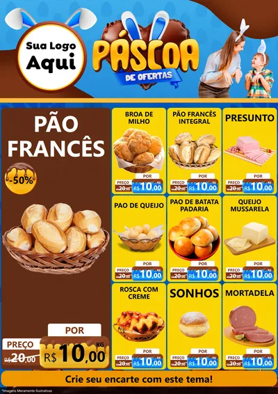 Modelo de Encarte para Encarte A4 Vertical com o tema Páscoa de Ofertas para Padaria