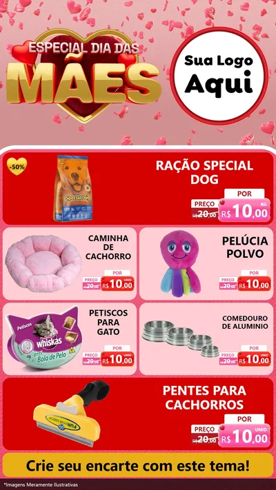 Modelo de TV para TV Vertical com o tema Especial Dia Das Mães para Pet Shop