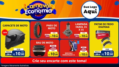 Modelo de TV para TV Horizontal com o tema Carnaval da Economia para Moto peças