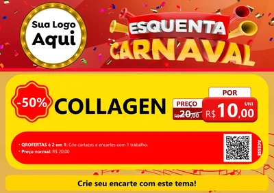 Modelo de Cartaz para Cartaz A4 Horizontal com o tema Esquenta Carnaval para Suplementos alimentares