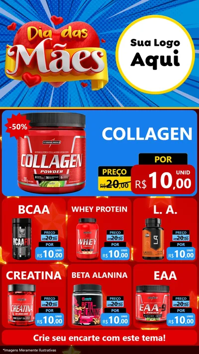 Modelo de Rede Social para Stories com o tema Dia das Mães para Suplementos alimentares