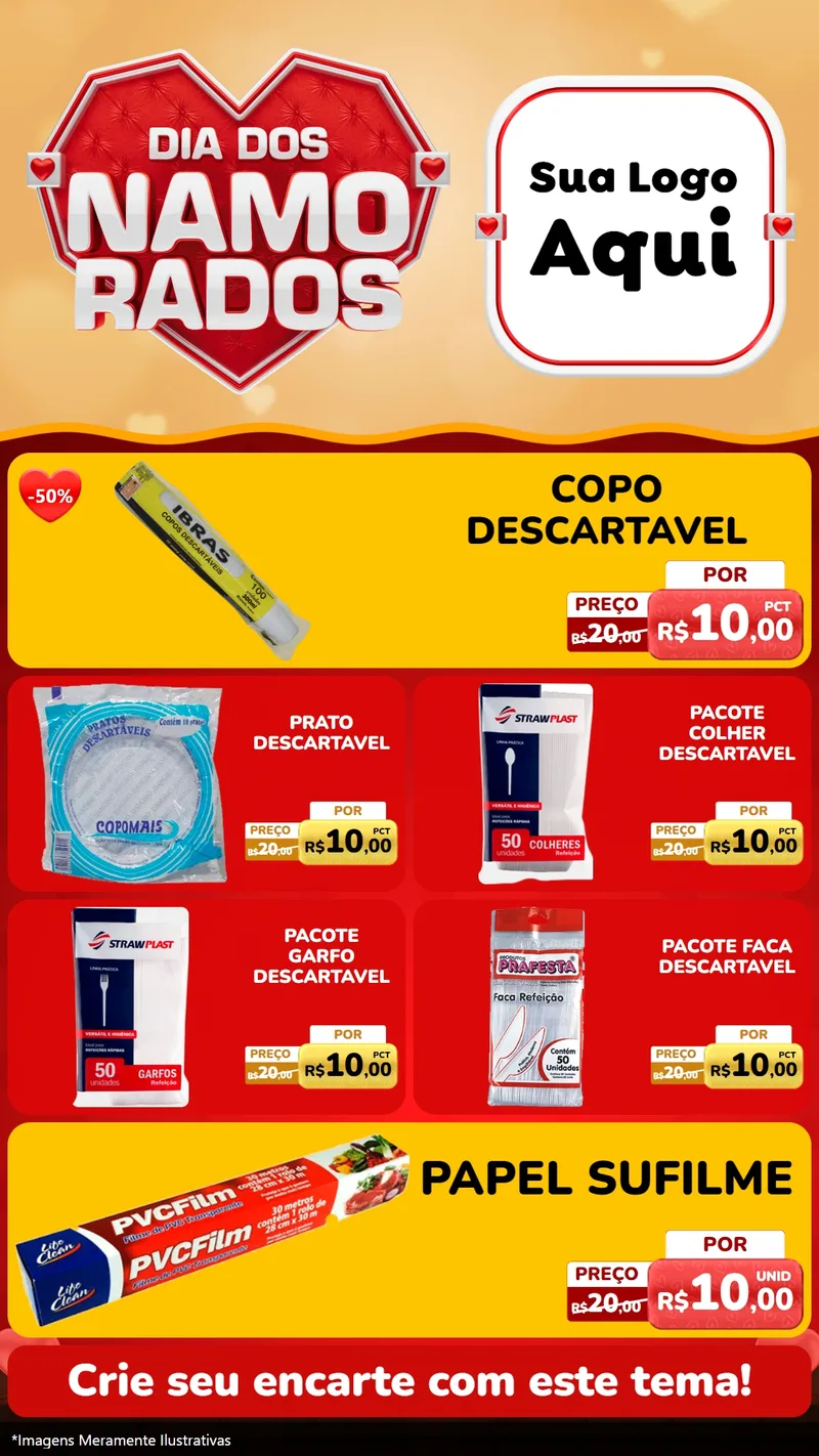 Modelo de TV para TV Vertical com o tema Dia dos Namorados para Embalagens