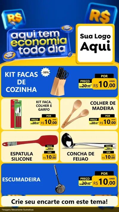 Modelo de TV para TV Vertical com o tema Aqui Tem Economia Todo Dia para Utilidades Domésticas