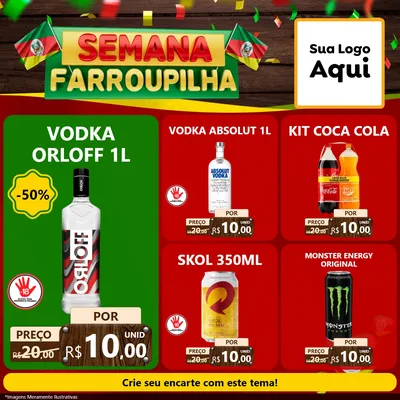 Modelo de Rede Social para Feed Facebook com o tema Semana Farroupilha para Distribuidora de bebidas