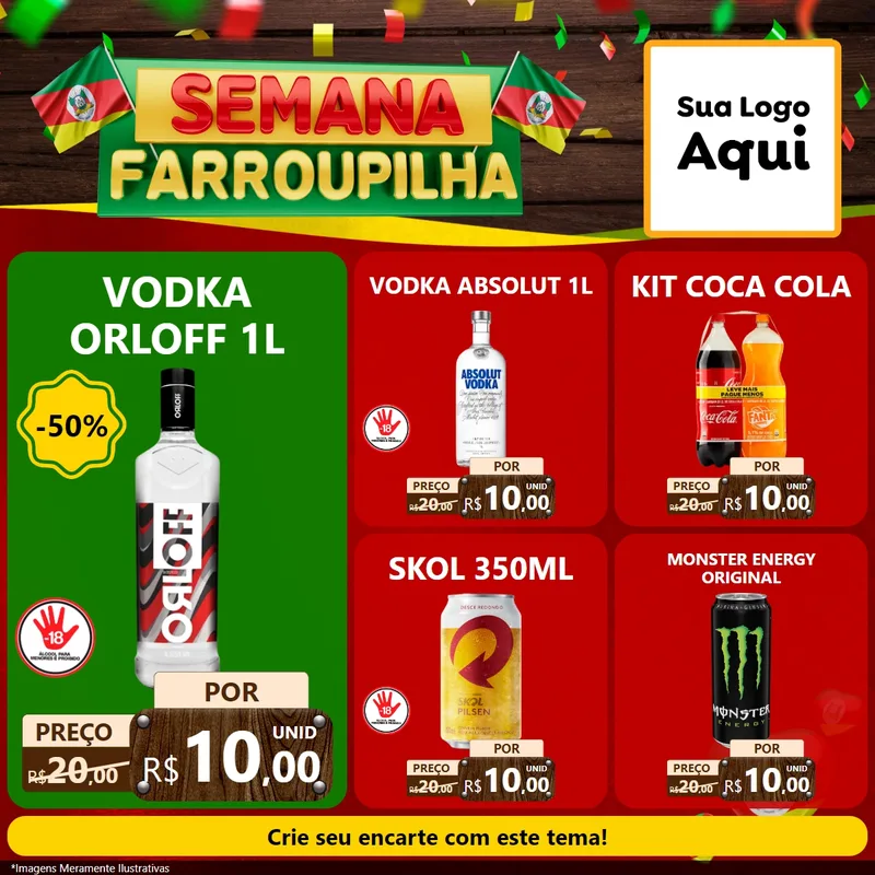 Modelo de Rede Social para Feed Facebook com o tema Semana Farroupilha para Distribuidora de bebidas
