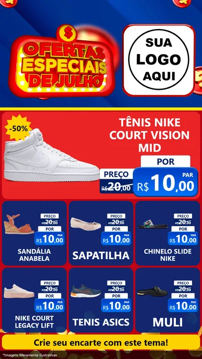 Modelo de Rede Social para Stories com o tema Ofertas Especiais de Julho para Calçados