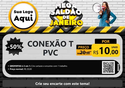 Modelo de Cartaz para Cartaz A4 Horizontal com o tema Mega Saldão de Janeiro para Tubos e conexões
