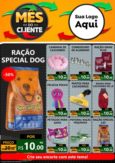 Modelo de Encarte para Encarte A4 Vertical com o tema Mês do Cliente para Pet Shop