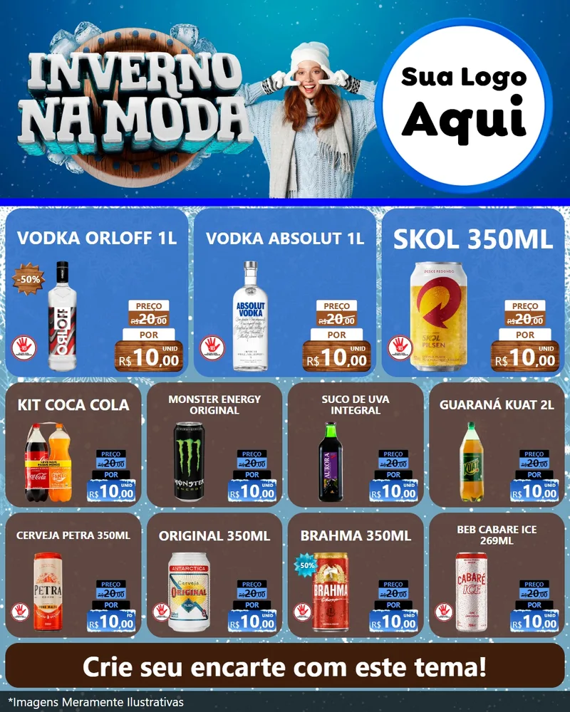 Modelo de Rede Social para Feed Instagram com o tema Inverno na Moda para Distribuidora de bebidas