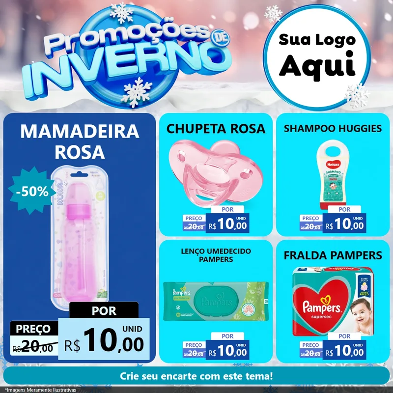 Modelo de Rede Social para Feed Facebook com o tema Promoções de Inverno para Bebês