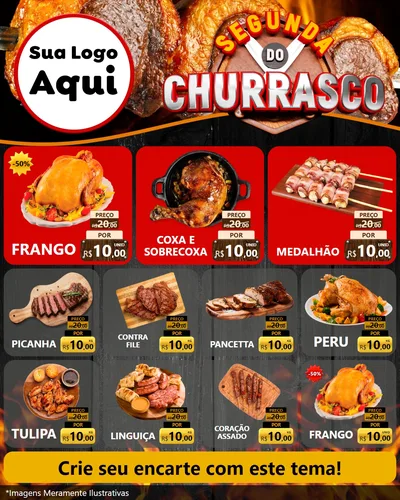 Modelo de Rede Social para Feed Instagram com o tema Segunda do Churrasco para Assados