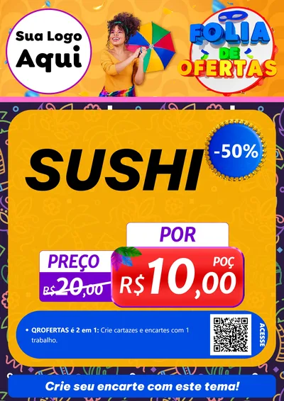 Modelo de Cartaz para Cartaz A4 Vertical com o tema Folia de Ofertas para Comida japonesa