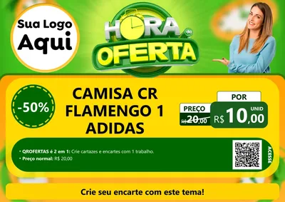 Modelo de Cartaz para Cartaz A4 Horizontal com o tema Hora da Oferta para Roupas e acessórios