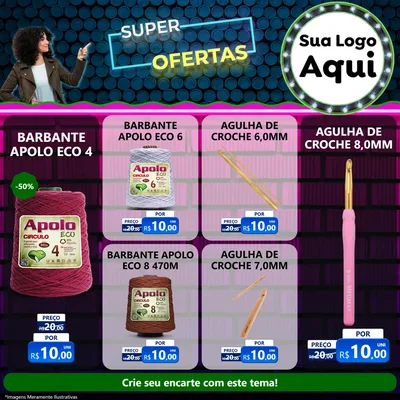 Modelo de Rede Social para Feed Facebook com o tema Super Ofertas para Armarinho e Aviamentos