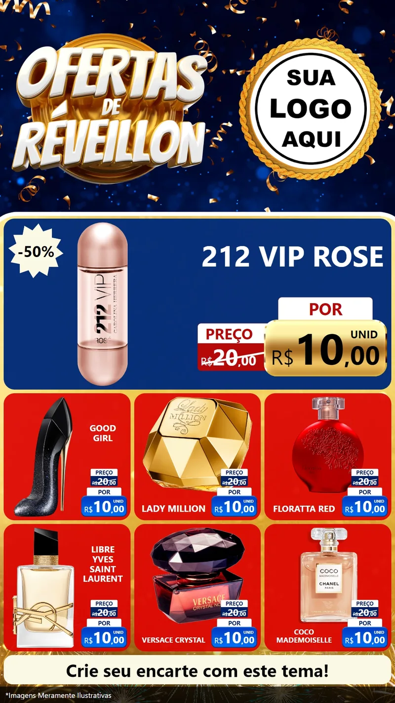 Modelo de Rede Social para Stories com o tema Ofertas de Réveillon para Perfumes