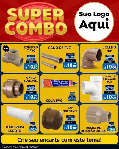 Modelo de Rede Social para Feed Instagram com o tema Super Combo para Tubos e conexões