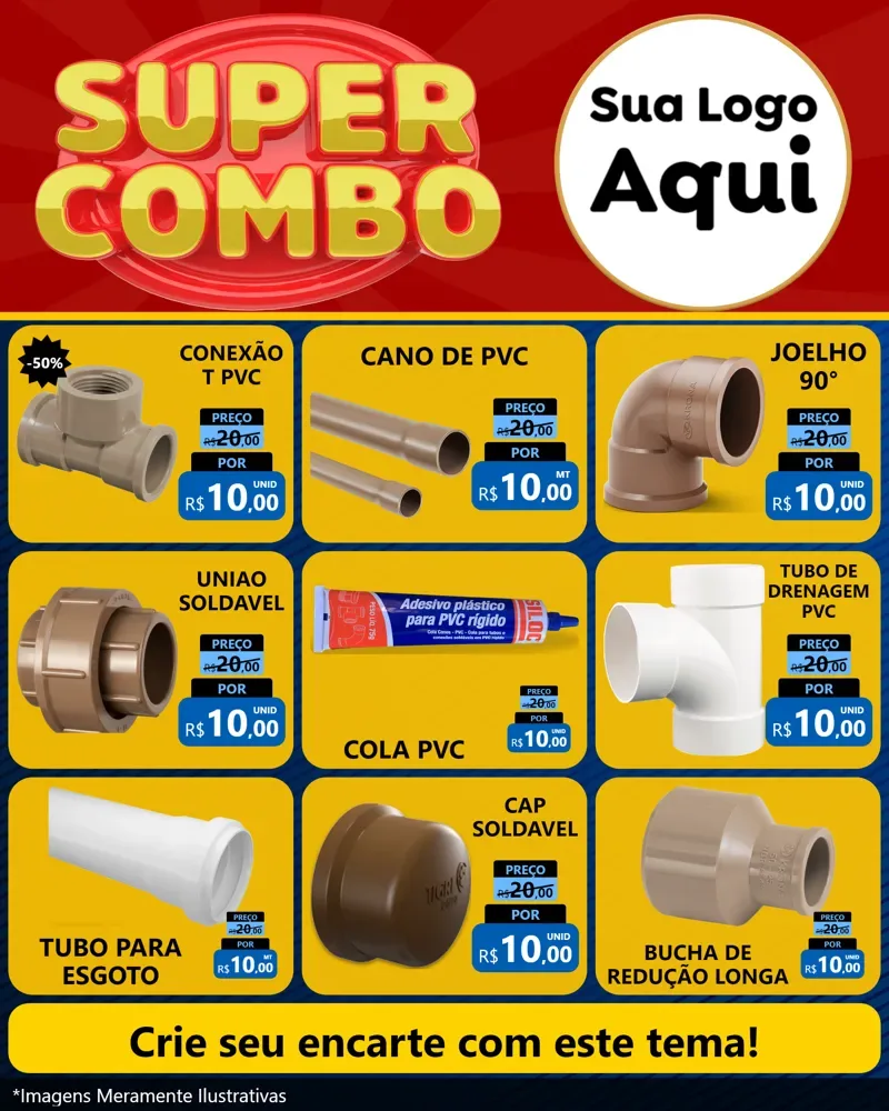 Modelo de Rede Social para Feed Instagram com o tema Super Combo para Tubos e conexões