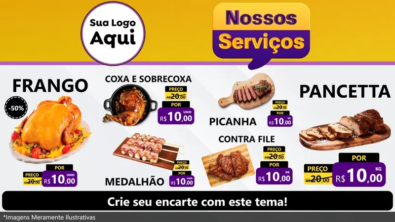 Modelo de TV para TV Horizontal com o tema Nossos Serviços para Assados