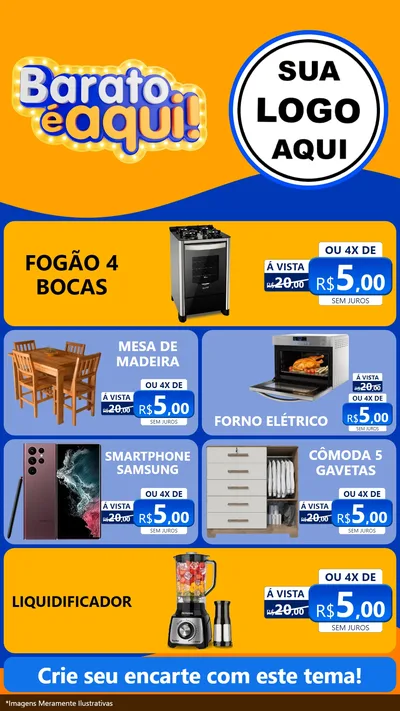 Modelo de TV para TV Vertical com o tema Barato é aqui para Móveis e Eletro