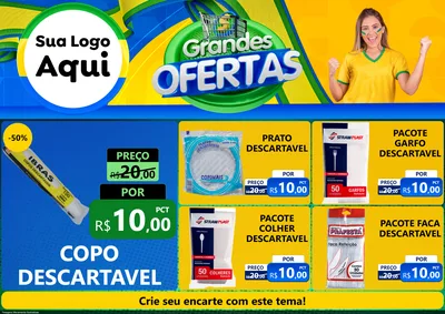 Modelo de Encarte para Encarte A4 Horizontal com o tema Grandes Ofertas para Embalagens