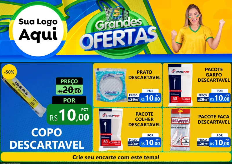 Modelo de Encarte para Encarte A4 Horizontal com o tema Grandes Ofertas para Embalagens