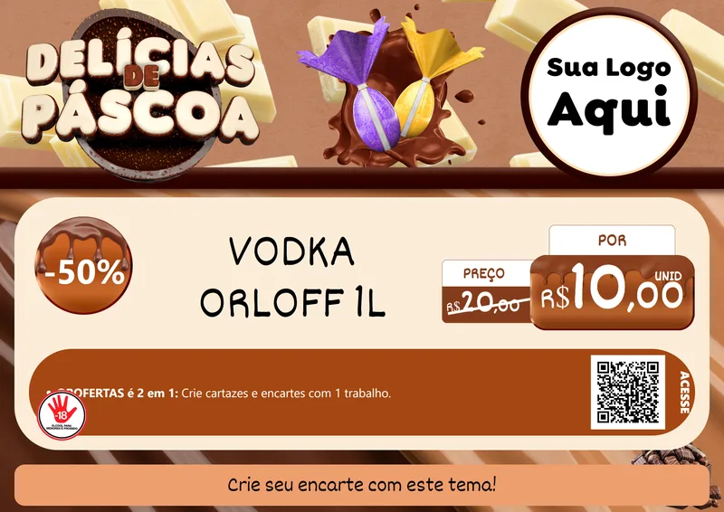 Modelo de Cartaz para Cartaz A4 Horizontal com o tema Delícias de Páscoa para Distribuidora de bebidas