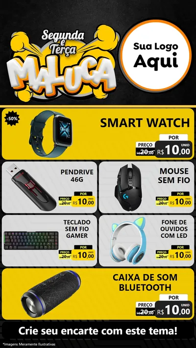 Modelo de TV para TV Vertical com o tema Segunda e Terça Maluca para Informática