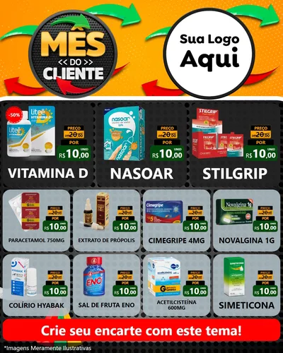 Modelo de Rede Social para Feed Instagram com o tema Mês do Cliente para Farmácia