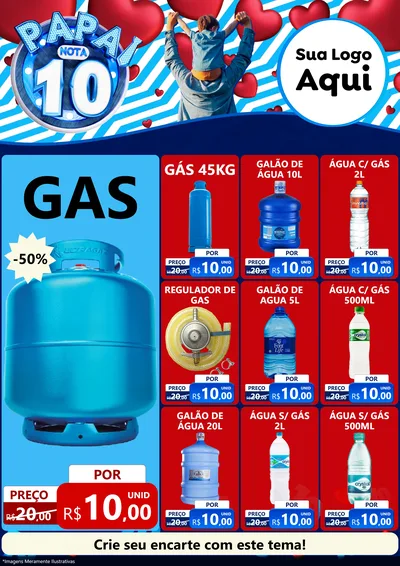 Modelo de Encarte para Encarte A4 Vertical com o tema Papai Nota 10 para Água e gás