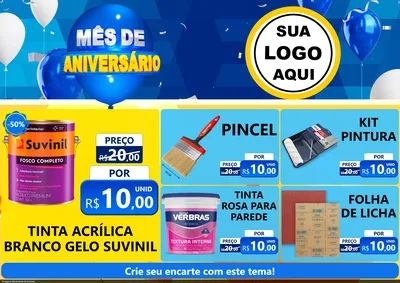 Modelo de Encarte para Encarte A4 Horizontal com o tema Mês de Aniversário para Tintas e Ferramentas