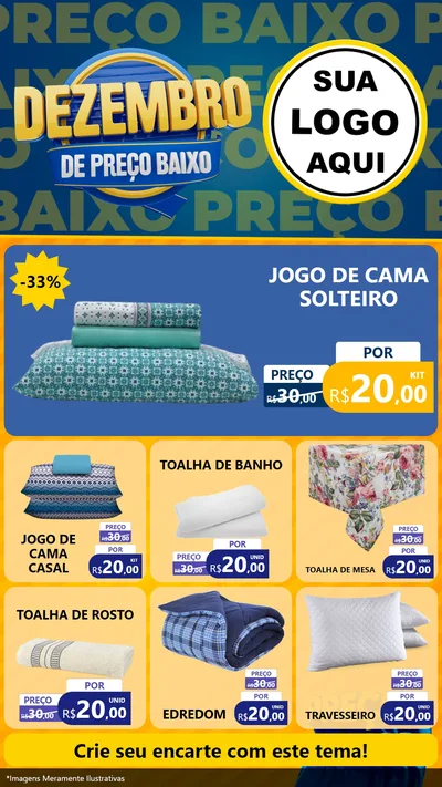 Modelo de Rede Social para Stories com o tema Dezembro de Preço Baixo para Cama, Mesa e Banho