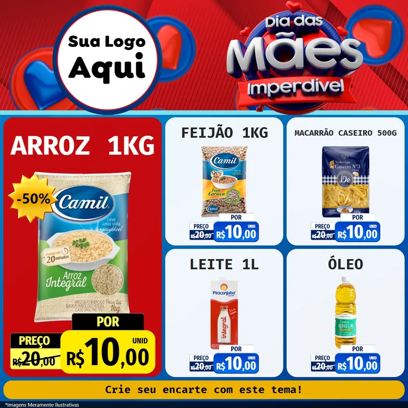 Modelo de Rede Social para Feed Facebook com o tema Dia Das Mães Imperdível para Supermercado