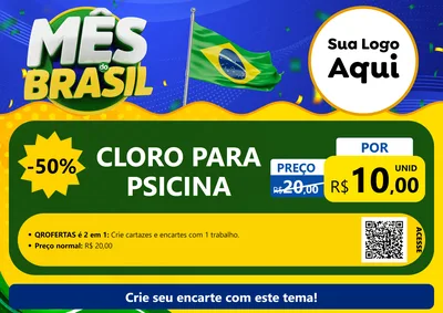 Modelo de Cartaz para Cartaz A4 Horizontal com o tema Mês do Brasil para Produtos para Piscina