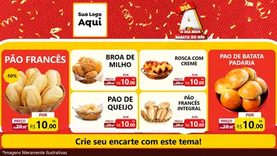 Modelo de TV para TV Horizontal com o tema Dia A o Dia Mais Barato do Mês para Padaria