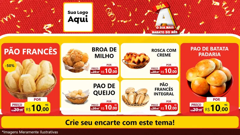 Modelo de TV para TV Horizontal com o tema Dia A o Dia Mais Barato do Mês para Padaria