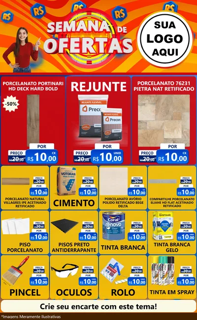 Modelo de Encarte para Encarte Grande com o tema Semana de Ofertas para Pisos e revestimentos