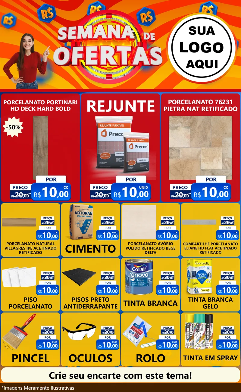 Modelo de Encarte para Encarte Grande com o tema Semana de Ofertas para Pisos e revestimentos