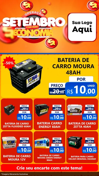 Modelo de Rede Social para Stories com o tema Operação Setembro Com Muita Economia para Baterias Elétricas