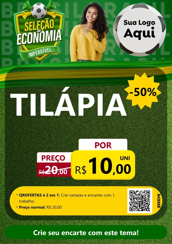 Modelo de Cartaz para Cartaz A4 Vertical com o tema Seleção de Economia - Copa para Peixaria
