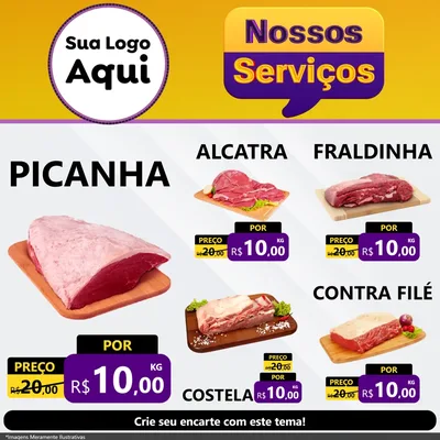 Modelo de Rede Social para Feed Facebook com o tema Nossos Serviços para Açougue