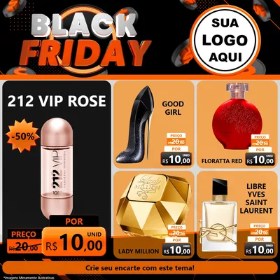 Modelo de Rede Social para Feed Facebook com o tema Black Friday para Perfumes