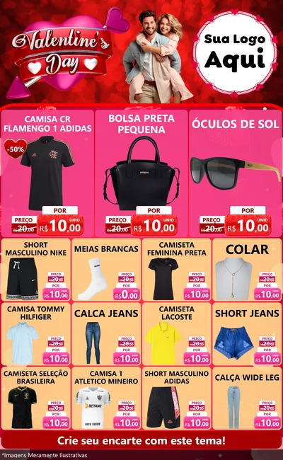 Modelo de Encarte para Encarte Grande com o tema Valentine's Day para Roupas e acessórios