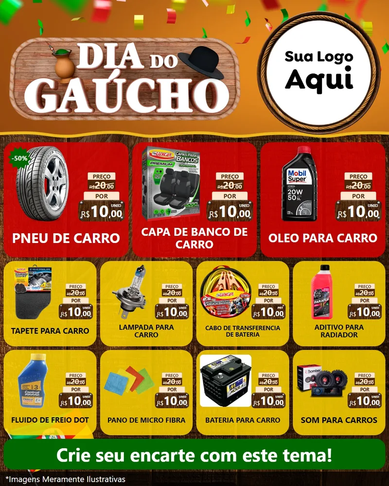 Modelo de Rede Social para Feed Instagram com o tema Dia do Gaúcho para Auto peças