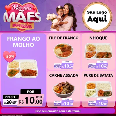 Modelo de Rede Social para Feed Facebook com o tema Mês das Mães Imperdível para Restaurante