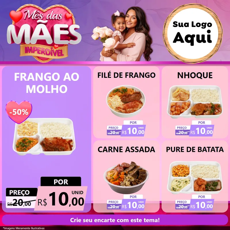 Modelo de Rede Social para Feed Facebook com o tema Mês das Mães Imperdível para Restaurante